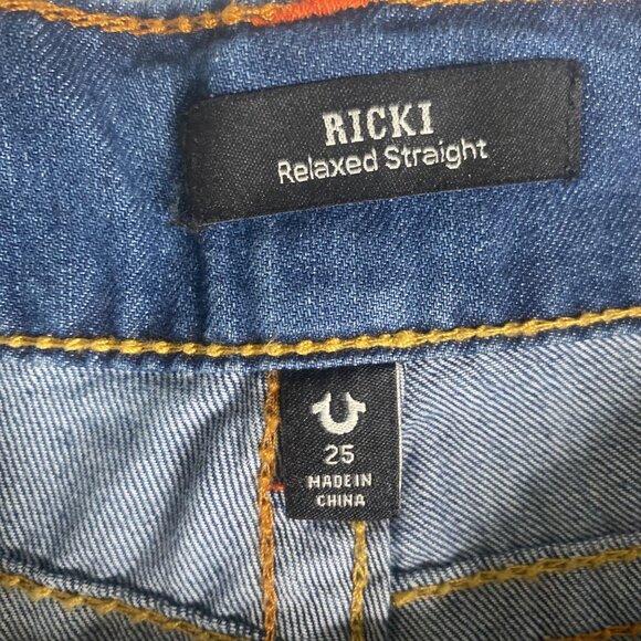 True Religion Ricki Jeans Mens Size 25X32 Dark Wash Relaxed Straight 207444 NWT - Picture 7 of 16